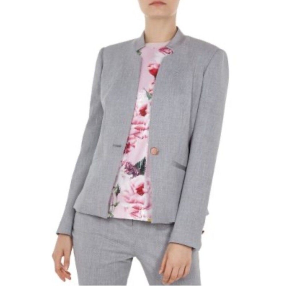 Ted Baker Daizi Textured Blazer NWT Sz 5 Designer Jacket Lined Mandarin Collar